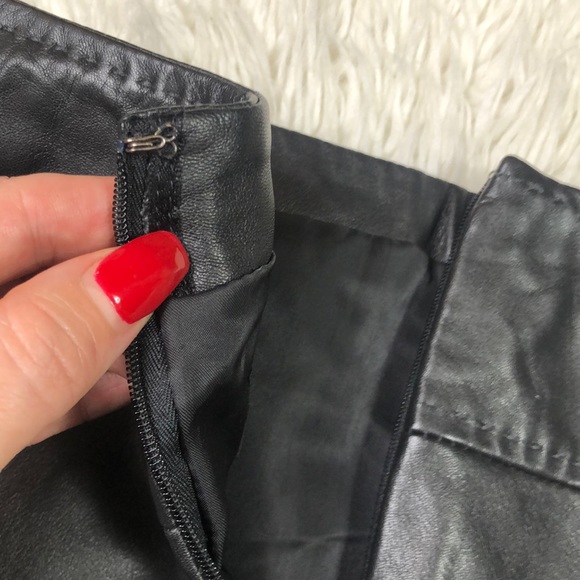 Vintage VS by VAKKO Genuine Lamb Leather Skirt Pencil Zip Front Lined Black - Picture 7 of 9